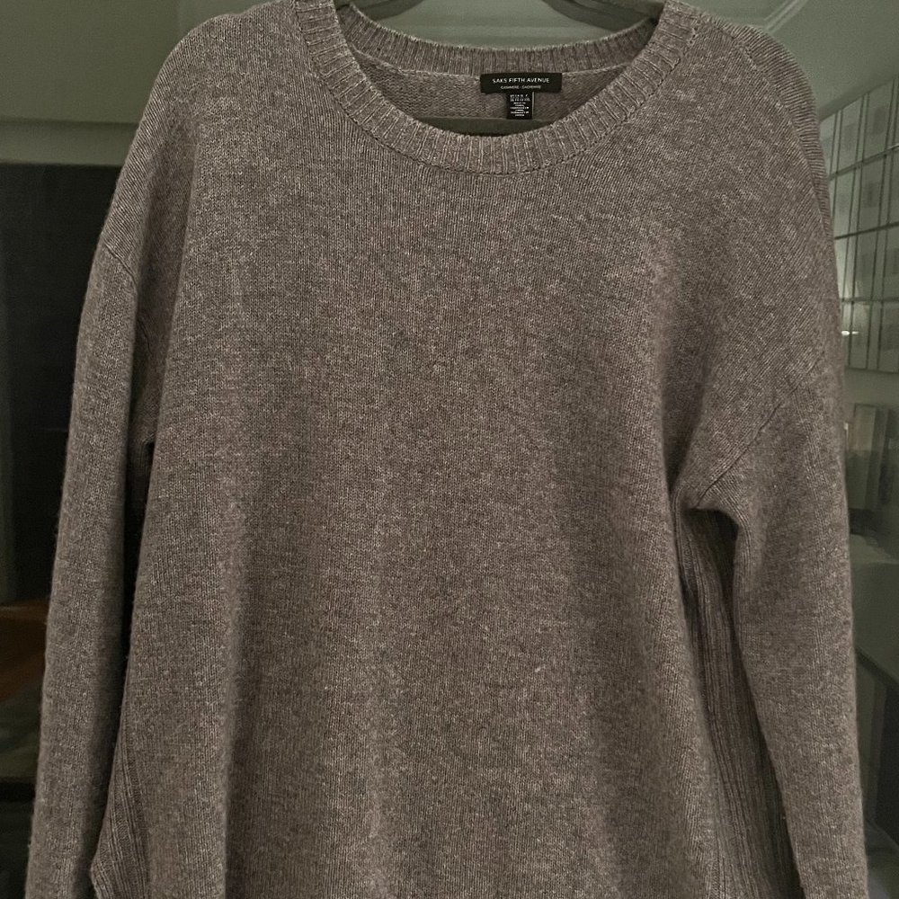 Saks Fifth Avenue Dark Grey Cashmere Sweater, XL